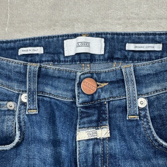 Closed Organic Cotton Blend Candiani Denim Straight Leg High Rise Blue Jeans 25 - Picture 4 of 16